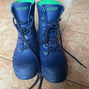 Ralph Lauren Womens Mikenna-Bo-Rai 15453 Blue Matte Rubber Rain Boots Size 7B